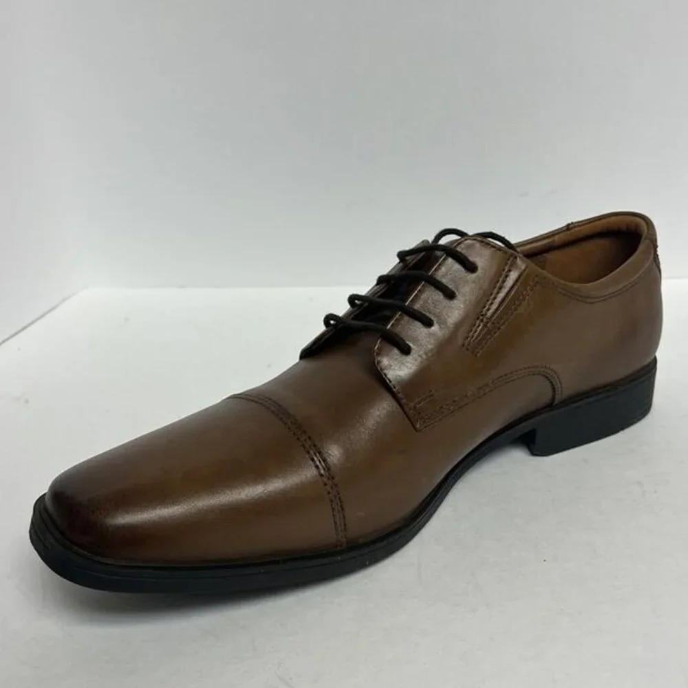 Clarks Mens Tilden Cap Oxford Brown Leather Size 12Wide